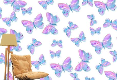 Papel pintado mural respetuoso con el medio ambiente, ilustración de mariposa, mural de pared para dormitorio 147cm x 97cm-Red-Non-Pasted