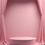 Premium Photo | Empty pink podium with curtains for product display
