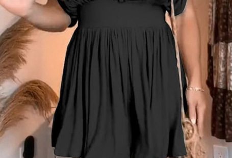 Sexy Solid Fold V Neck Mini Dresses(3 Colors) - Black / S