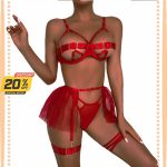 Sexy Three-piece Hollow Plunging Heavy Industry Sexy Fashion Sexy Suit