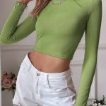 Solid Backless Twist Long Sleeve Tops - Black / S