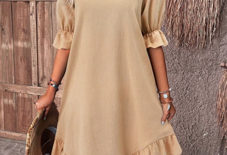 Sommerkleid mit Rüschen - Sassa - Braun / 3XL