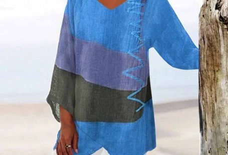 Stylish three-colored shirt - Blauw / 4XL