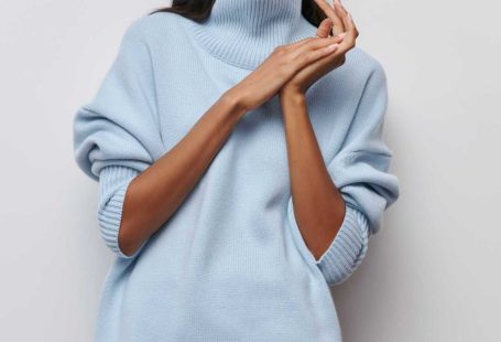 Turtleneck cozy sweater - light blue / L