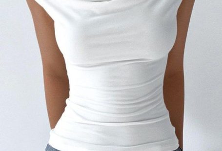 White Vintage Cowl Neck Backless Tank Top - L