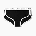 Women's Letter Printing Cotton Underwear Sexy Triangle Short Casual Slim Fitness Short Brief Mid Rise Panties Tenu Sexy Lingerie Black 01-L-1pc