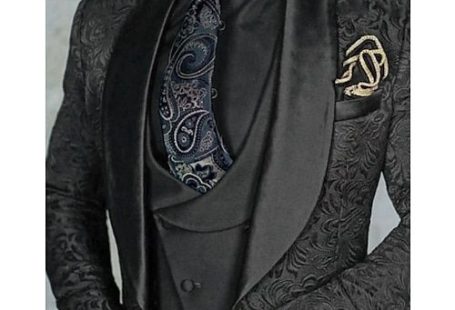 smokings de bal de mariage pour hommes noir bordeaux bleu 3 pièces tenue gothique grande taille col châle impression coupe standard simple boutonnage un bouton 2024