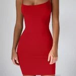 Eguangxin Sexy Elegant Dress Candy Color Elastic Slim Bodycon Dress Women Spaghetti Strap Sleeveless Skinny Mini Dress Club Party Vestidos Blue-XXL