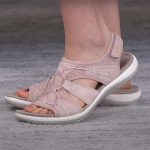 2022 Ladies Sandals New Fashion Pure Color Casual Sandals Pink-5.5(8.86 inch)