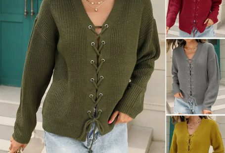 2022 Sexy Einfarbiger Schnürpullover - Rot / 2XL