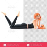 3D Sexy Girl Lying Down and Talking on Phone