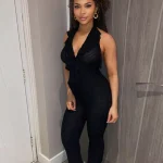 Black Sexy Backless Tight Lace-Up Halter Neck Jumpsuit