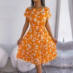 Clara – blue summer dress with floral pattern - Royal blue / 4XL