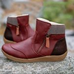 Elenor - Wasserdichte orthopädische Lederstiefel - Rot / 43