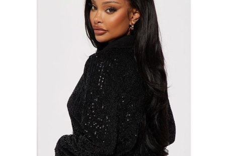 Fall Sequin Shirt Sexy Women Wear Sexy Solid Color Buttons Shirt Long Sleeve Sequined Shirt