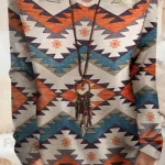 Fredar - Artistic Aztec Print Long Sleeve Pullover - Multicolor Aztec Print V Neck Long Sleeve Top, (US 16-18)XL