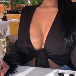 Fuzzy Cuff Tie-front Crop Top - Pink XL