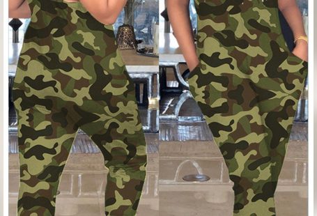 Grey Sexy Slip V-neck Camouflage Rompers