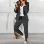 Haven-Trendiges Blazer+Hosen-Set Outfit - Schwarz / 2XL