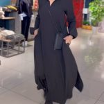 Izza - Elegantes langes Winterkleid - Schwarz / XL