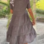 Luana | Kleid aus Baumwollleinen mit V-Ausschnitt - Rosa / M