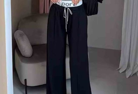 Navel-Baring Short-Sleeved T-Shirt Loose Slimming Trousers - white / L