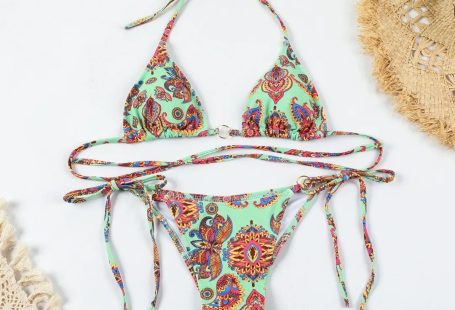 Newest Sexy Micro Bikinis Women Brazilian Bikini Set Printed Sexy Split Bikini Lace-up Swimsuit Women Beachwear Wading Sport