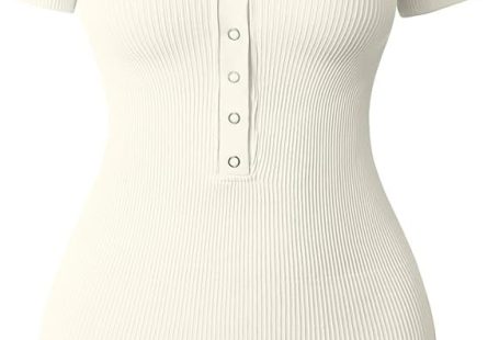 OQQ Women's Mini Dresses Sexy Short Sleeve Stretch Ribbed Tummy Control Bodycon Mini Dress