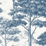 Sample Tropical Foliage Trees Wallpaper in Blue