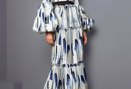 Sexy Feather Printed Split Joint Maxi Dress