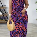 Sexy Print Backless Spaghetti Strap Long Dresses