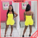 Sexy Solid-color High-waisted Suspenders Romper