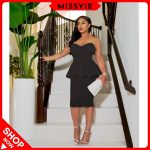 Sexy Strapless Ruffle Elegant Bodycon Party Dresses