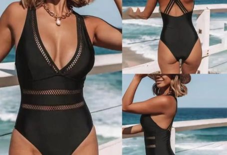 Sommerlicher Strandbikini mit V-Ausschnitt - Schwarz / 2XL