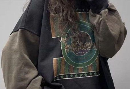 Style Black Print Cotton Sweatshirt Street wear Spring