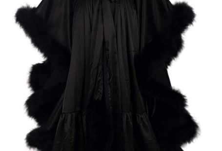 Dressica Old Hollywood Feather Robe Sexy Boudoir Robe Feather Bridal Robe Satin Long Wedding Scarf New Custom Made