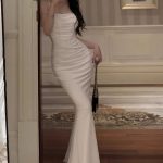 Amozae-Women Elegant Sexy Bodycon Mermaid Dress Summer New Fashion Strap Evening Party Runway Robe Korean Female Solid Long Vestidos - white / L