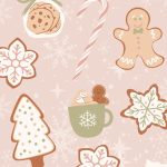 Pink Gingerbread Digital Wallpaper