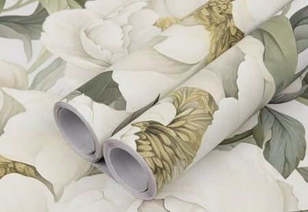 Abyssaly Floral Peel and Stick Wallpaper 17.7" x 118" Removable Self Adhesive Wallpaper Vinyl Contact Wall Paper for Bedroom Bathroom Closet Countertop, Size:17.7" x 118", White