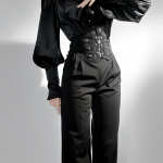 Black Ouji Fashion Long Sleeves Shirt with Removable Jabot