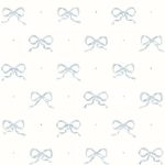 Emma Blue Heather Large Bow Wallpaper