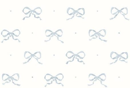 Emma Blue Heather Large Bow Wallpaper