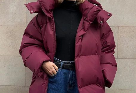 Leila | Oversized Winter-Pufferjacke - Weinrot / L