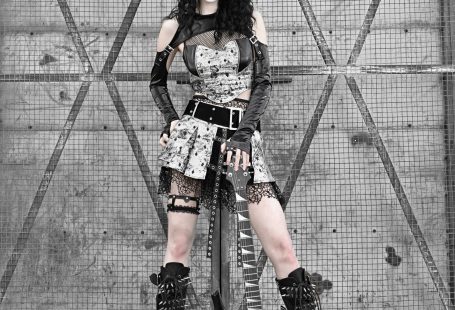 Punk Liquid PU Slim Mesh Dark Top Two Piece Suit - Vest + PU sleeve set / S