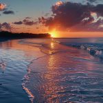 Serene Beach Sunset Art Print Tranquil Coastal Landscape - Etsy