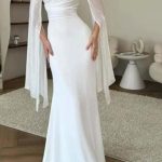 Solid Color Fashion Round Neck Long Sleeve Party Sexy High Waist Maxi Dress