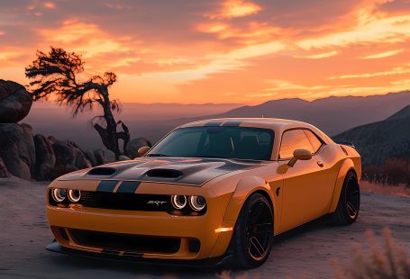 Yellow Dodge Challenger Hellcat