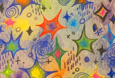 colorful sparkly star hand drawn wallpaper background